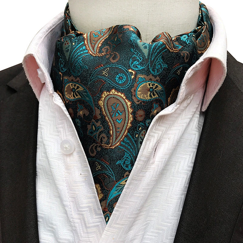 Casual Paisley Cravate Homme Jacquard Woven Folard Mens Ascot Classic Polyester Ties For Men Italian
