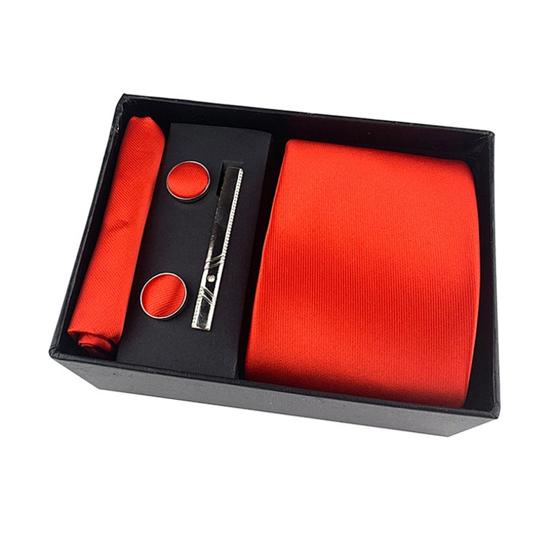 Custom Men Ties and Hanky Set Floral Neckties With Pocket Squares Fashion Tie Clip Pocket Square and Cufflink Set Gift Box