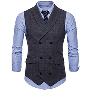 Smart Casual Men's Vests & Waistcoats Formal Suits Vest Chalecos Hombre Cotton Plaid Men's Innerwear Vest