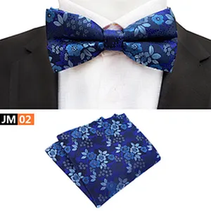 Casual Pocket Squares for Men Floral Men Bow Tie Sets Handkerchief Set Custom Mens Bow Ties and Hanky Sets