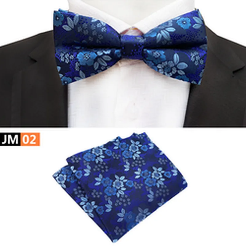 Casual Pocket Squares for Men Floral Men Bow Tie Sets Handkerchief Set Custom Mens Bow Ties and Hanky Sets