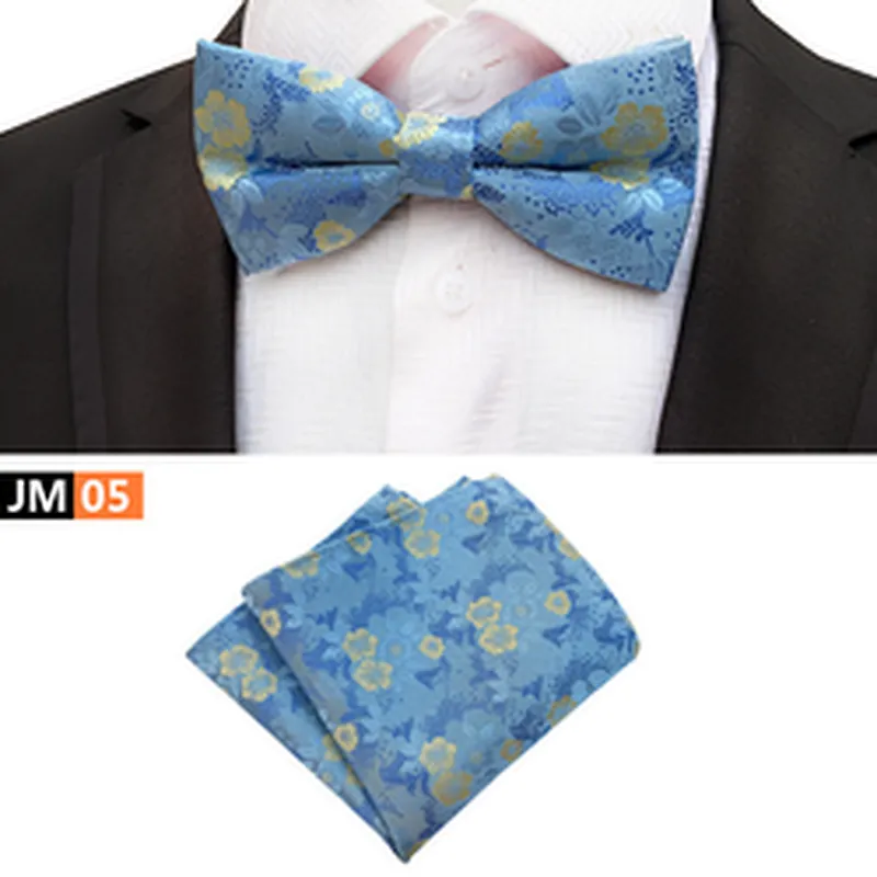 Fashion Men Bow Tie Sets Handkerchief Set Custom Mens Bow Ties and Hanky Sets Floral Pocket Squares for Men