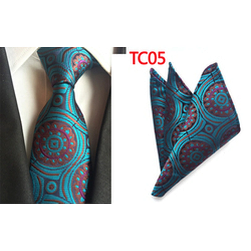 Custom Men Ties and Hanky Set Casual Paisley Neckties with Pocket Square Geometry Ensemble Cravate Mouchoirs