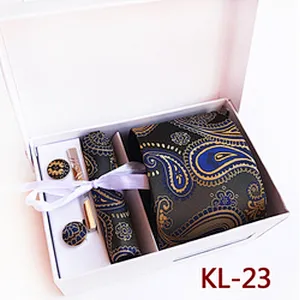 Casual Men Ties and Hanky Set Floral Tie Pocket Square and Cufflink Set Paisley Neckties With Pocket Squares