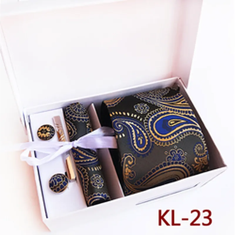 Casual Men Ties and Hanky Set Floral Tie Pocket Square and Cufflink Set Paisley Neckties With Pocket Squares