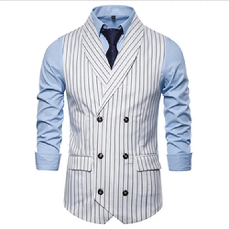 Formal Men's Vests & Waistcoats Suits Smart Casual Cotton Chalecos Hombre Striped Men's Innerwear Vest