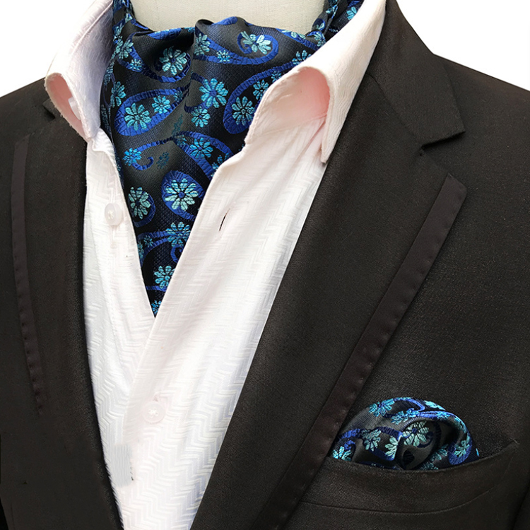 Classic Handkerchief for Men Fashion Paisley Cravate Homme Hanky Set Polyester Folard Mens Ascot Jacquard Woven