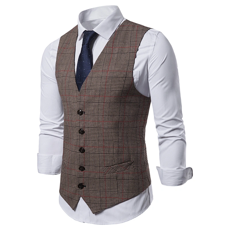 Striped Men Vest Waistcoat Formal Single Breasted Suit Vest Men Cotton Black Gilet Vest
