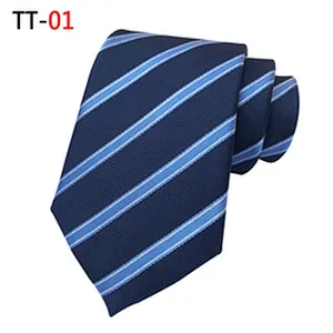 Casual Corbatas Hombres Striped Neck Ties For Men Polyester Woven Necktie Set Gift Box Custom Logo