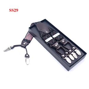 Customized Fashion High Quality 3.5cm width elastic adjustable Jacquard Woven 6 Clip Y Shape Suspenders For Men Trousers