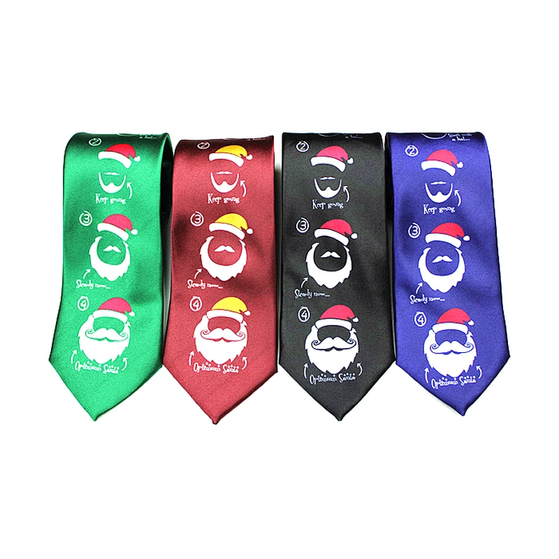 Christmas Digital Printing Neck Tie Men Tie Red Bule Black White 100% Polyester Customer Normal