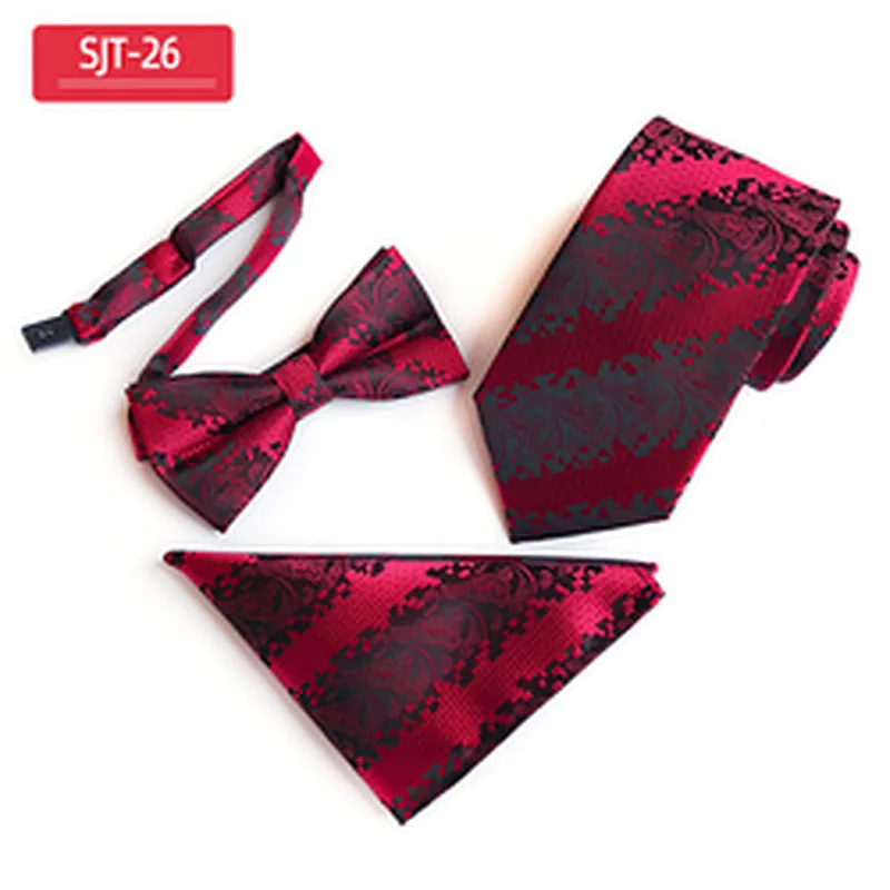 Classic Paisley Men Ties and Hanky Set Casual Neckties with Pocket Square Custom Men Bow Tie Set Handkerchief Set