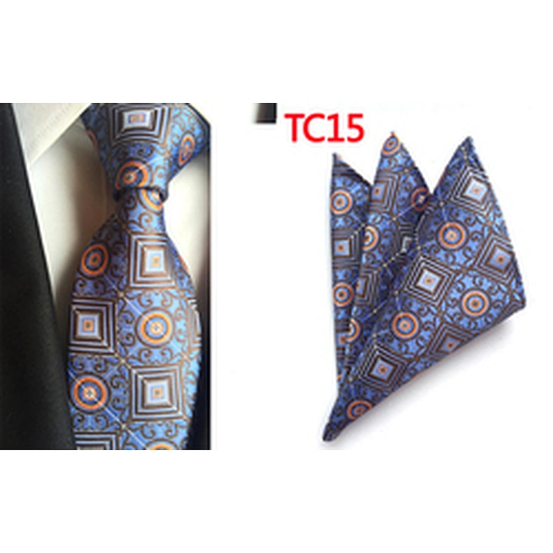 Custom Men Ties and Hanky Set Casual Paisley Neckties with Pocket Square Geometry Ensemble Cravate Mouchoirs