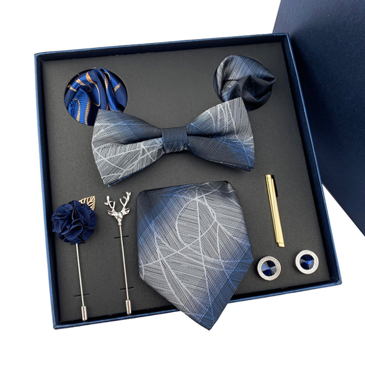 Solid Costume Cravate 8 Pieces Fashion Necktie Set Gift Box Luxury Mens Tie Sets Gift Box Paisley Neck Tie Gift Set