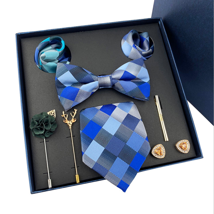 Fashion Necktie Set Gift Box Lattice Costume Cravate 8 Pieces Luxury Mens Tie Sets Gift Box Polyester Neck Tie Gift Set