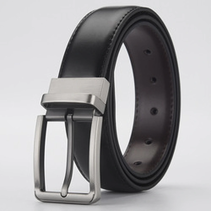 Men's leather belt wholesale rotary pin buckle belt men's leisure versatile double-sided leather belt