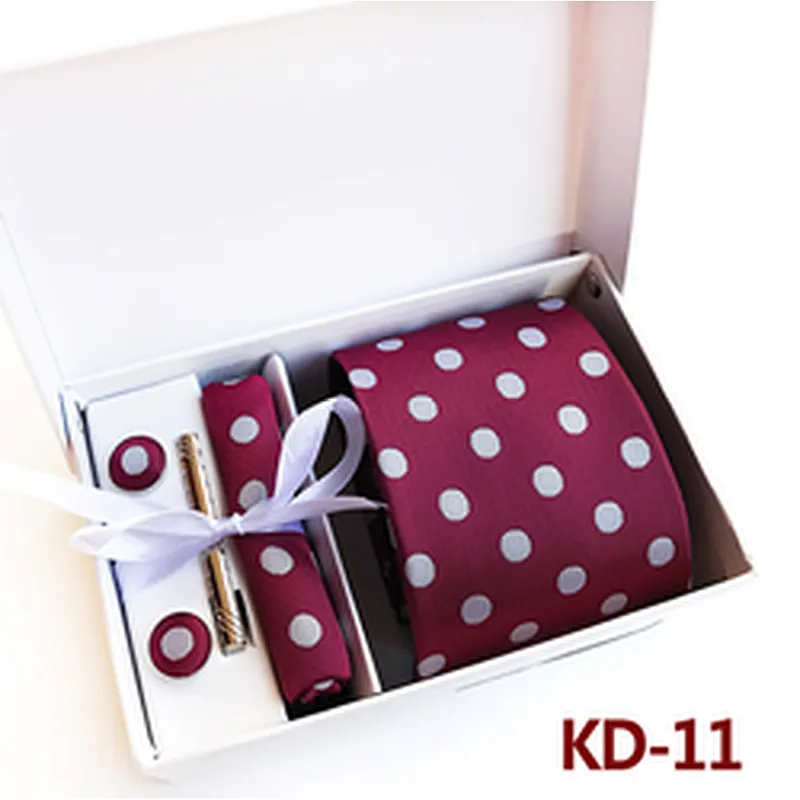 Classic Dot Neckties with Pocket Squares Custom Men Ties and Hanky Set Tie Clip Pocket Square and Cufflink Set Gift Box