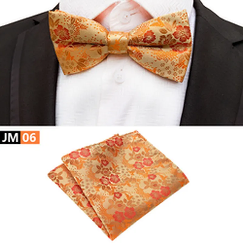 Casual Pocket Squares for Men Custom Mens Bow Ties and Hanky Sets Floral Men Bow Tie Sets Handkerchief Set