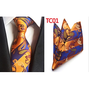 Custom Men Ties and Hanky Set Casual Paisley Neckties with Pocket Square Geometry Ensemble Cravate Mouchoirs