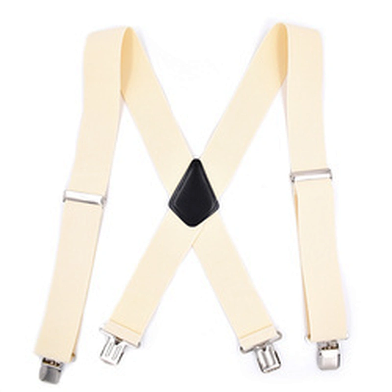 Wholesale 5cm width solid color Adjustable 4 Clip X-Back Heavy Duty Clip Mens Suspenders Elastic Pants Braces