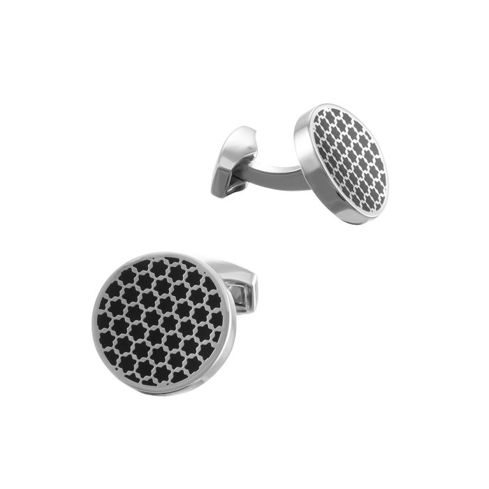 New round black concave cufflinks