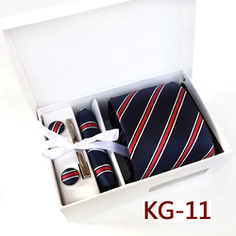 Custom Stripe Neckties with Pocket Squares Casual Men Ties and Hanky Set Tie Clip Pocket Square and Cufflink Set Gift Box