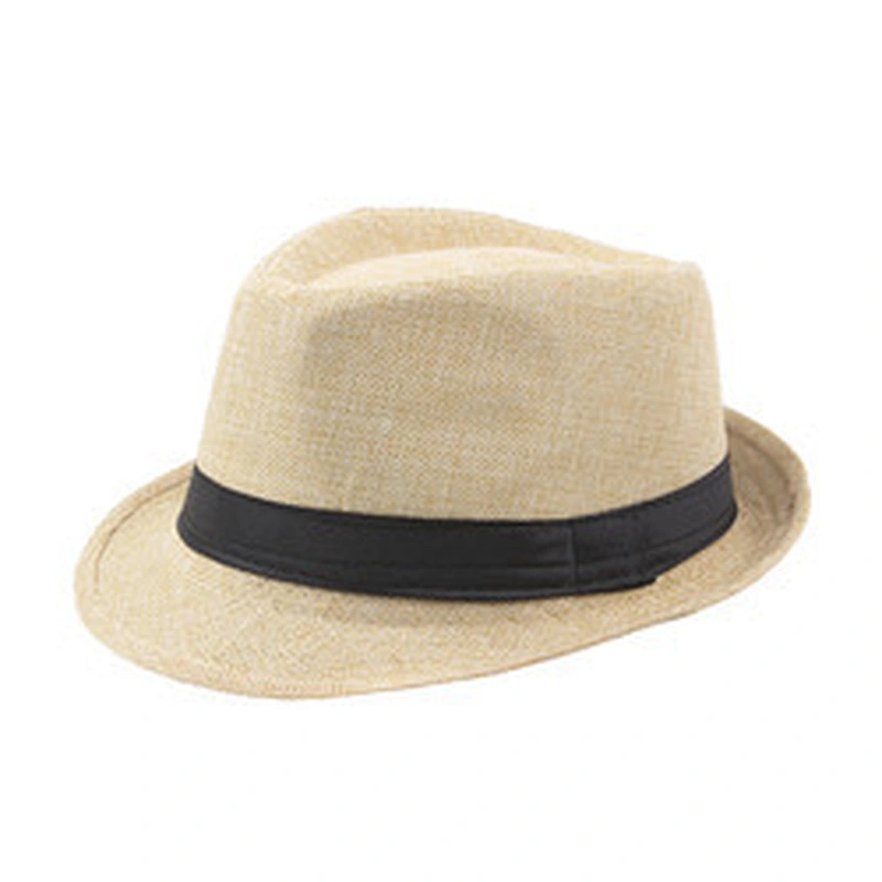 New Fashion Spring Summer Unisex Solid Color Linen Jazz Cap Fedora Hat For Decorate Beach Tourism