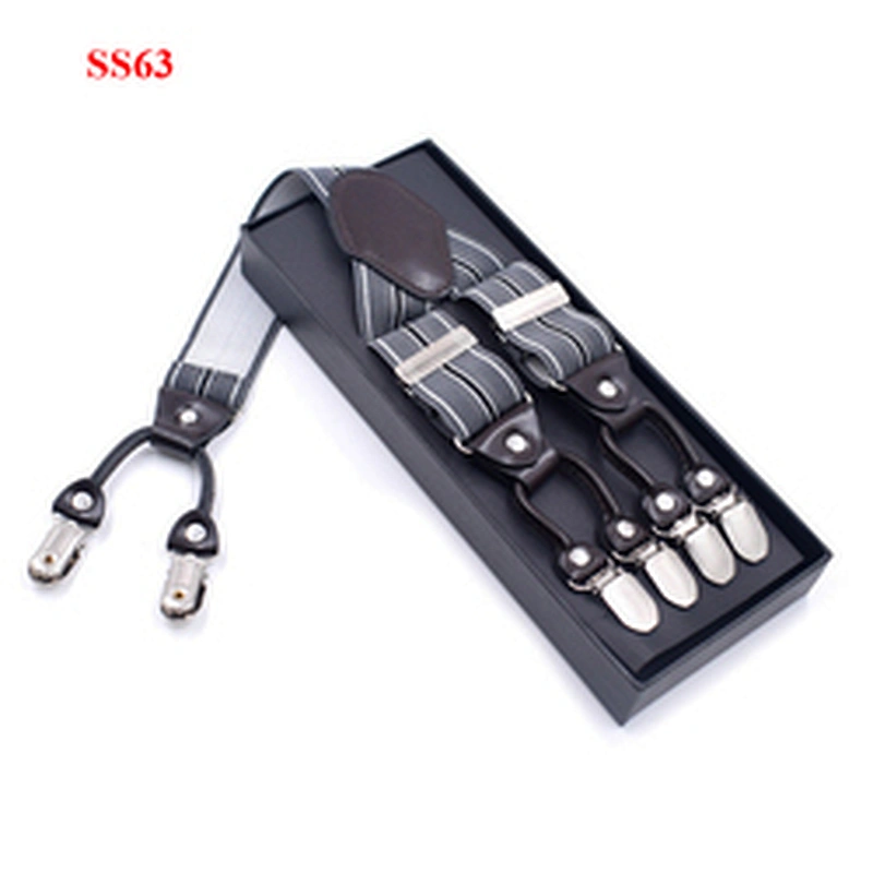 High Quality 3.5cm width elastic adjustable Jacquard Woven 6 Clip Y Shape Wedding Suspenders For Men Trousers