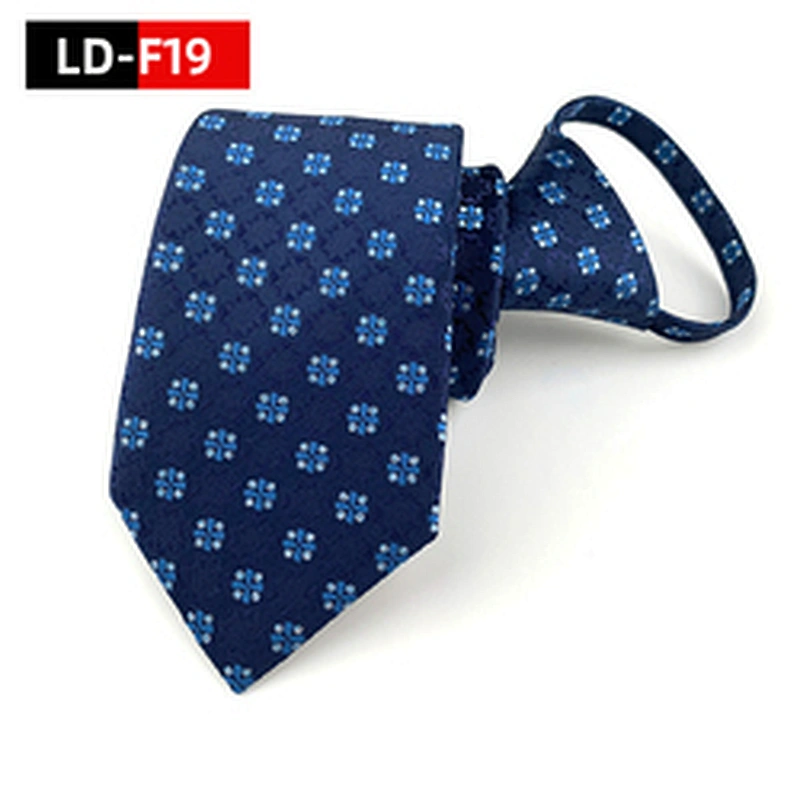 Custom Boys Zipper Ties Novel Polyester Jacquard Woven Zipper Tie Fashionable Lattice Zipper Ties For Men