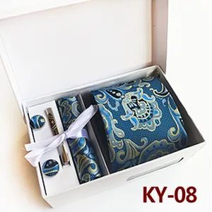 Paisley Neckties With Pocket Squares Custom Men Ties and Hanky Set Casual Tie Clip Pocket Square and Cufflink Set Gift Box