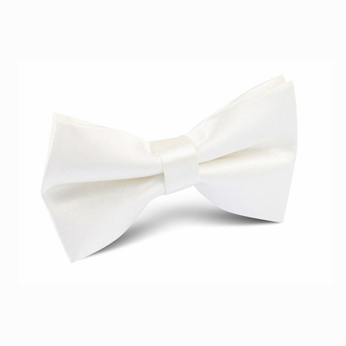 solid microfiber polyester cheap satin bowtie white