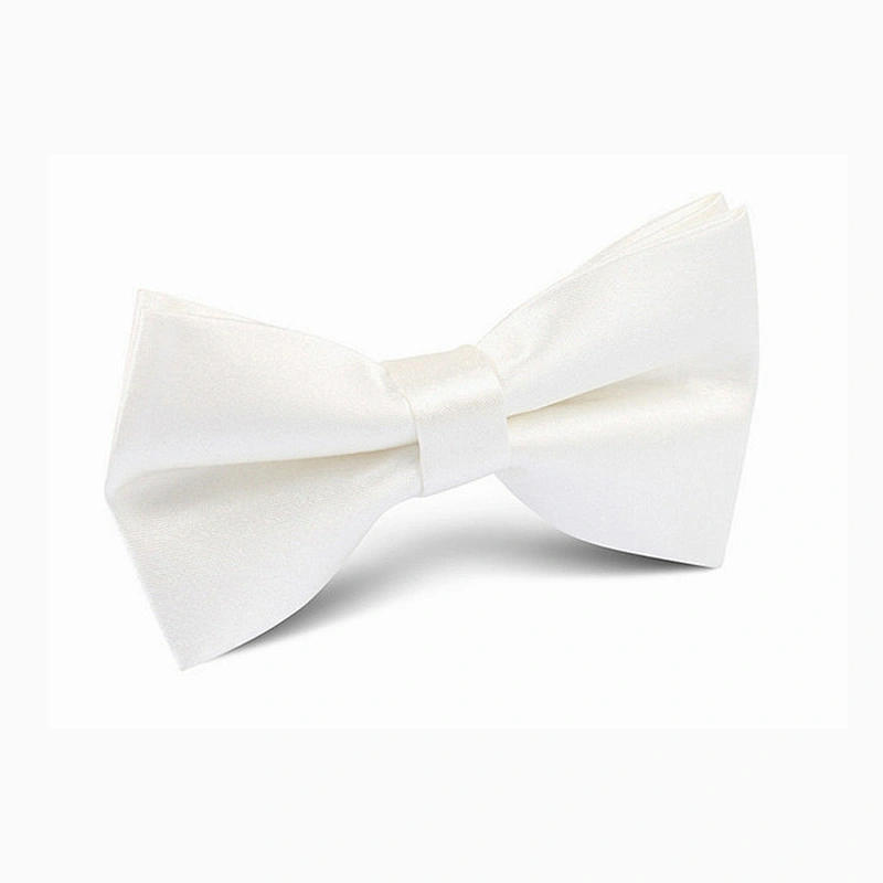 solid microfiber polyester cheap satin bowtie white