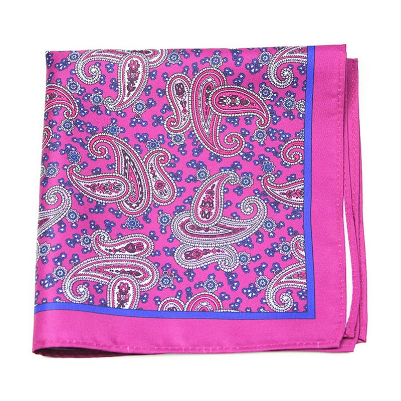 BEST SELLER Colorful Pocket Square Fancy Handkerchiefs for Father and Son 100% Silk Men Custom Logo Printed