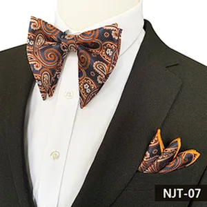 Custom Pocket Squares for Men Fashion Mens Bow Ties and Hanky Sets Paisley Men Bow Tie Sets Handkerchief Set