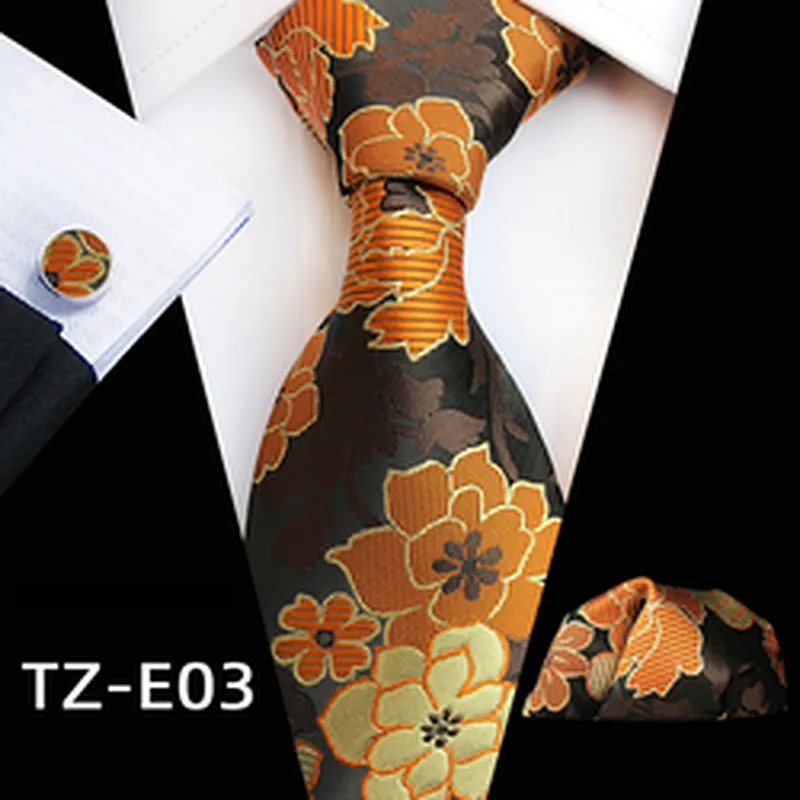 Custom Tie Pocket Square and Cufflink Set Floral Neckties With Pocket Squares Fashion Men Ties and Hanky Set