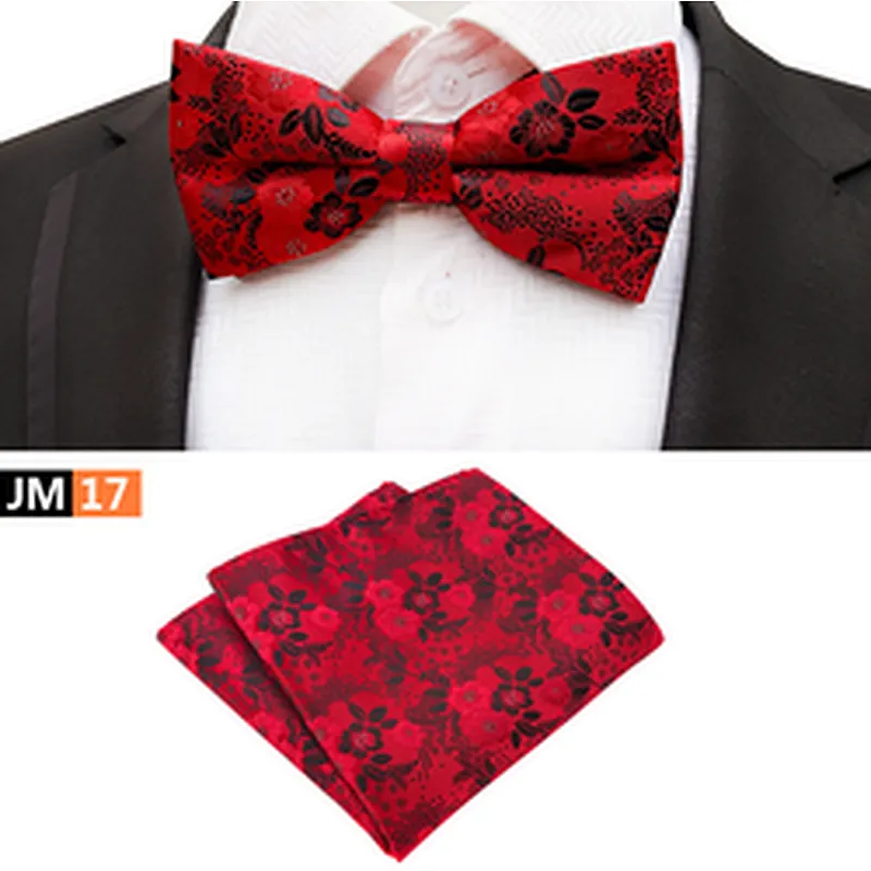 Fashion Pocket Squares for Men Floral Men Bow Tie Sets Handkerchief Set Custom Mens Bow Ties and Hanky Sets