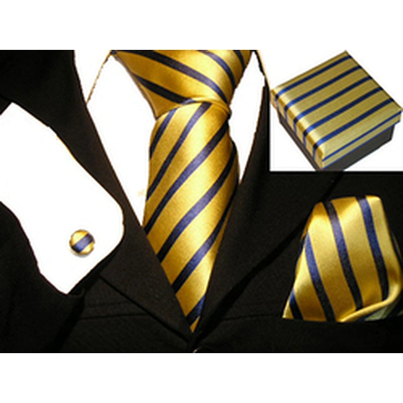 Wholesale Silk Tie Set Luxury Neckties With Pocket Square Men Handkerchief In Gift Box Custom Tie Pocket Square and Cufflink Set