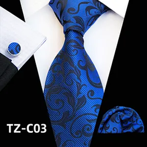 Wholesale Green Neckties With Pocket Squares Fashion Men Ties and Hanky Set Paisley Tie Pocket Square and Cufflink Set