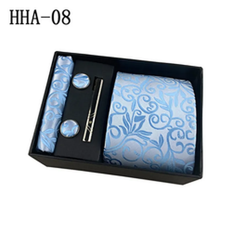 Luxury Tie Clip Pocket Square and Cufflink Set Gift Box Custom Neckties With Pocket Squares Paisley Men Ties and Hanky Set