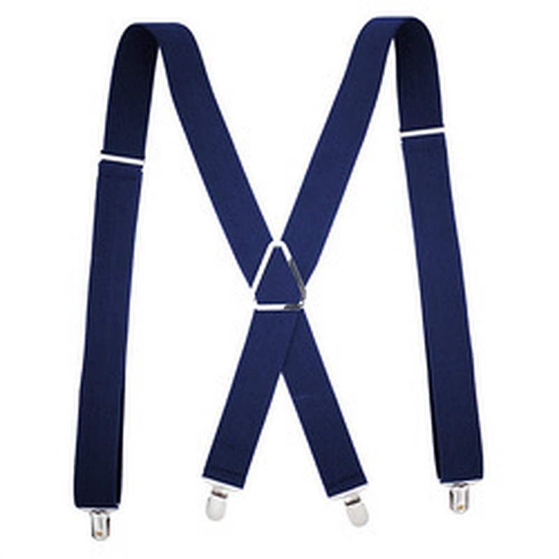 Wholesale 35mm width solid color Adjustable 4 Clip X-Back Heavy Duty Clip Mens Suspenders Elastic Pants Braces