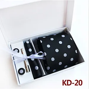 Classic Dot Neckties with Pocket Squares Custom Men Ties and Hanky Set Tie Clip Pocket Square and Cufflink Set Gift Box