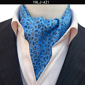 Casual Mens Ascot Polyester Jacquard Woven Ties For Men Italian Classic Paisley Cravate Tie