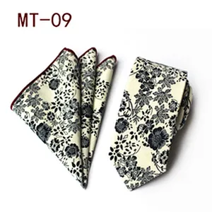 Casual Neckties with Pocket Squares Floral Men Ties and Hanky Set Classic Neck Ties For Men