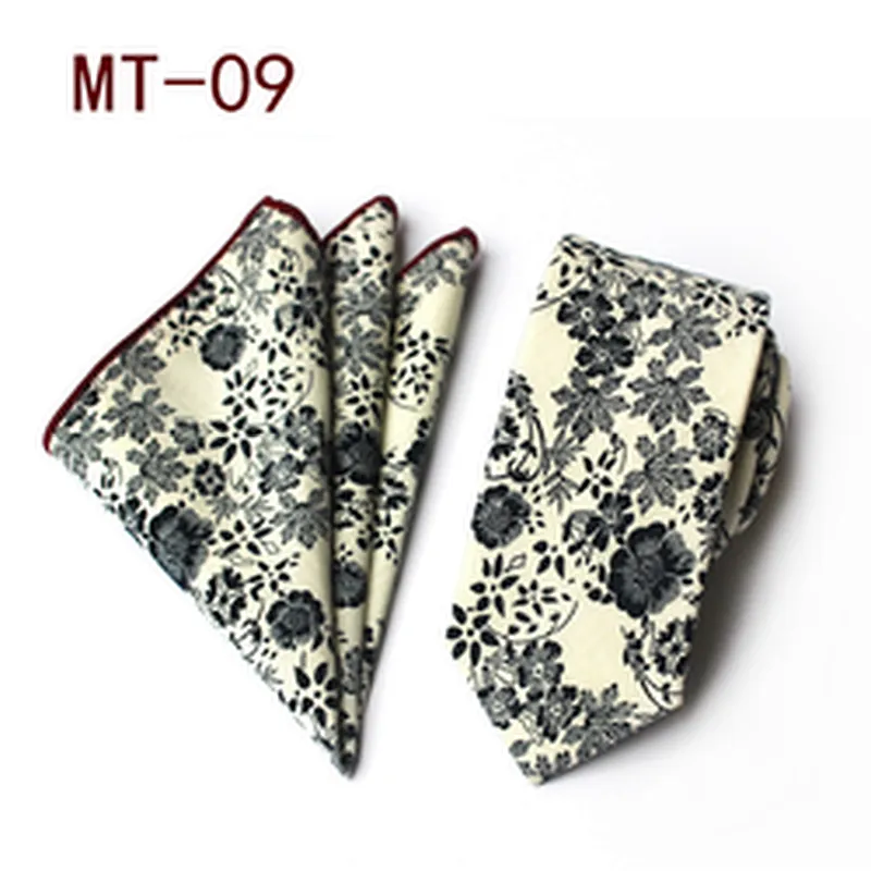 Casual Neckties with Pocket Squares Floral Men Ties and Hanky Set Classic Neck Ties For Men