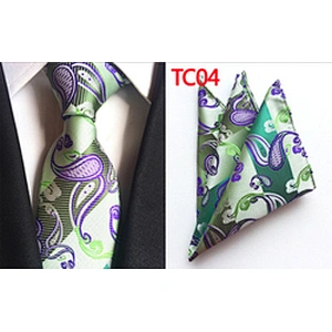 Fashionl Paisley Neckties with Pocket Square Custom Ensemble Cravate Mouchoirs Wholesale Men Ties and Hanky Set