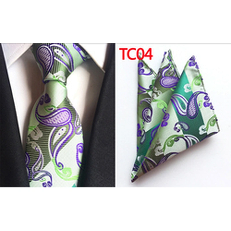 Fashionl Paisley Neckties with Pocket Square Custom Ensemble Cravate Mouchoirs Wholesale Men Ties and Hanky Set