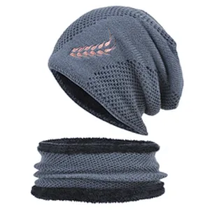2021 fashion wholesale custom men ladies jacquard knitted winter hat and scarf set