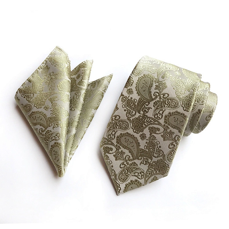 Wholesale Men Ties and Hanky Set Fashion Paisley Neckties with Pocket Square Custom Ensemble Cravate Mouchoirs