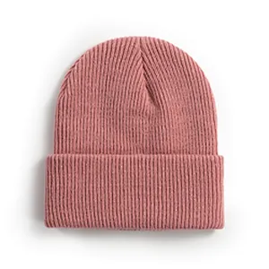Wholesale Woman Cheap Fashion Beanie Winter Hats Knitted Cap Winter Plain Women'S Knitted Beanie Hats