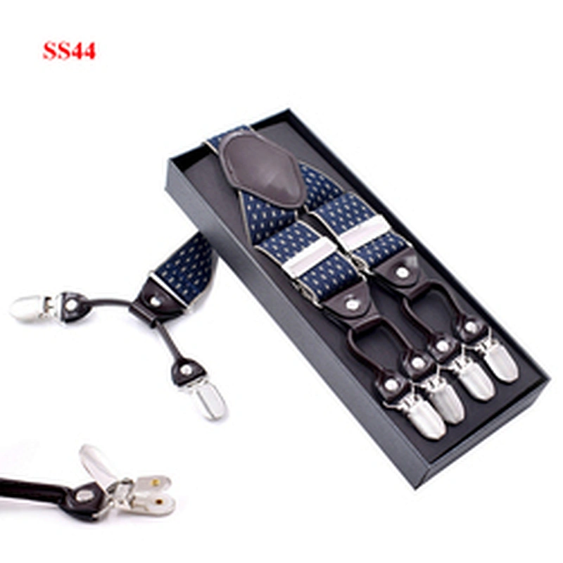 High Quality 3.5cm width elastic adjustable Jacquard Woven 6 Clip Y Shape Wedding Suspenders For Men Trousers